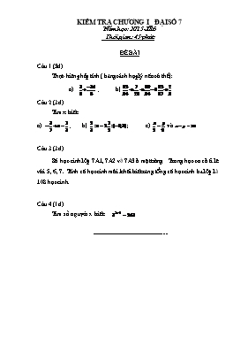Kiểm tra chương I - Đại số 7 năm học 2015 - 2016